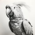 Detailed Ambient Occlusion Sketch Of A Happy Gray Parrot Portrait
