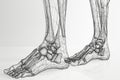 Detailed Anatomical Illustration of Human Feet and Ankles with Visible Bones