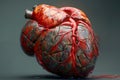 Detailed Anatomical Model of Human Heart with Vessels on Dark Background for Medical Education