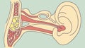 Detailed anatomy of the human ear, illustrating its complex internal structure. vector design Generative AI Royalty Free Stock Photo