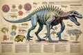 Detailed Anatomy Infographic of Dinosaur extreme closeup. Generative AI