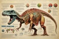 Detailed Anatomy Infographic of Dinosaur extreme closeup. Generative AI