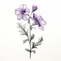 Detailed Anatomy: Purple Flowers Tattoo On White Background