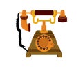 Detailed Antique Rotary Dial Telephone at 1920`s Illustration