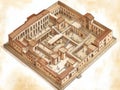 Roman insula block floor plan with workshops and apartments layout Royalty Free Stock Photo