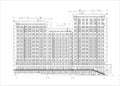 Detailed architectural plan of multistory building with underground garage parking. Vector blueprint. Architectural background.