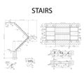 Detailed architectural plan of stairs, construction industry vector