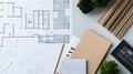 Detailed Architectural Plans and Blueprints for Real Estate Projects Featuring Modern Designs and Layouts on a Clean Background Royalty Free Stock Photo
