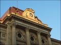 Detailed architecture of Banca Nationala Romana building in Bucharest