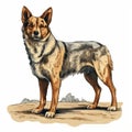 Detailed Australian Cattle Dog Illustration With Realistic Color Schemes
