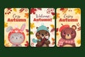 detailed autumn cards collection vector illustration
