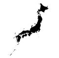 Detailed b/w map of Japan
