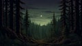 Retroactive 8-bit Fir Forest With Fireflies