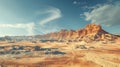 Detailed badlands photography of arid desert with sandstone formations and dust devil whirlwinds Royalty Free Stock Photo