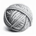 Detailed Ball of Twisted Rope with Intricate Texture and Shadow on White Background Royalty Free Stock Photo