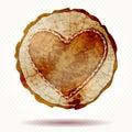 Detailed beautiful wood crosscut with a heart