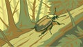 Detailed Beetle on Forest Ground Vector, vector design Generative AI Royalty Free Stock Photo