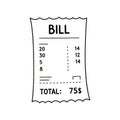 Detailed bill receipt with itemized listings and total amount Royalty Free Stock Photo