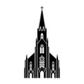 Detailed black silhouette of St. Joseph Church in Detroit, Michigan United States on a white background. Simple clipart,