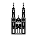 Detailed black silhouette of St. Stanislaus Catholic Church in Milwaukee United States on a white background. Simple clipart, Royalty Free Stock Photo