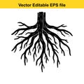 black tree root system illustration isolated on white background in vector format Royalty Free Stock Photo