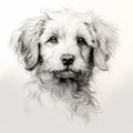 Detailed Black And White Dog Sketch: Zbrush Furry Art