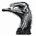 Detailed Black And White Ostrich Portrait Royalty Free Stock Photo