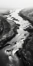 Detailed Black And White River Landscape Photography