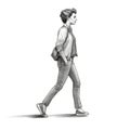 Detailed Black And White Sketch Of A Genderless Weatherwoman Walking In Profile View Royalty Free Stock Photo