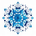Detailed Blue Geometric Snowflake Design on White Background Illustration Royalty Free Stock Photo