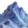 Detailed blue icy mountain peak with sharp ridges isolated on white background Royalty Free Stock Photo