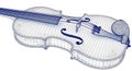 Detailed blue wireframe rendering of a violin Royalty Free Stock Photo
