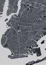 Detailed borough map of Brooklyn New York city, monochrome vector poster or postcard city street plan aerial view Royalty Free Stock Photo