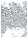 Detailed borough map of Queens New York city, vector poster or postcard for city road and park plan Royalty Free Stock Photo