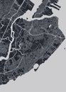 Detailed borough map of Staten Island New York city, monochrome vector poster or postcard city street plan aerial view Royalty Free Stock Photo