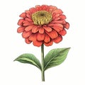 Detailed Botanical Illustration Of A Light Red And Green Flower Royalty Free Stock Photo