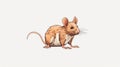 Detailed Brown Cute Animal Mouse Illustration With Flat Shading