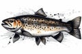Detailed Brown Trout Illustration with Splash Effect Royalty Free Stock Photo