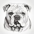 Detailed Bulldog Dog Face Portrait Illustration In James Nares Style