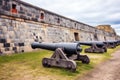 detailed capture of cannon placements in fortress walls