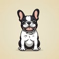 Detailed Cartoon French Bulldog On Light Brown Background