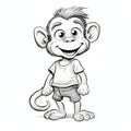 Detailed Cartoon Monkey Drawing In Charming Style