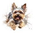 Detailed Cartoon Yorkie Dog in Watercolor Style Royalty Free Stock Photo