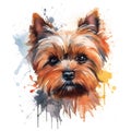 Detailed Cartoon Yorkie Dog in Watercolor Style Royalty Free Stock Photo