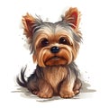 Detailed Cartoon Yorkie Dog in Watercolor Style Royalty Free Stock Photo