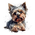 Detailed Cartoon Yorkie Dog in Watercolor Style Royalty Free Stock Photo