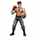 Detailed Cartoonish Male Artwork With Boxing Gloves