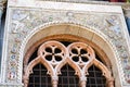 Detailed carvings on the exterior of St. Mark`s Basilica in Venice. Royalty Free Stock Photo