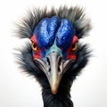 Detailed Cassowary Close-up Flat Drawing In 8k Ultra-clear Resolution