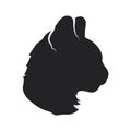 Detailed Cat Profile Silhouette, Simple Black Icon On White